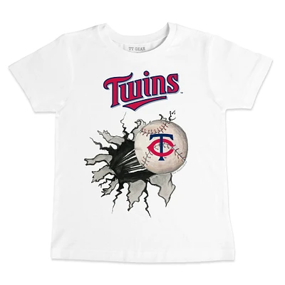 Toddler Tiny Turnip White Minnesota Twins Baseball Tear T-Shirt