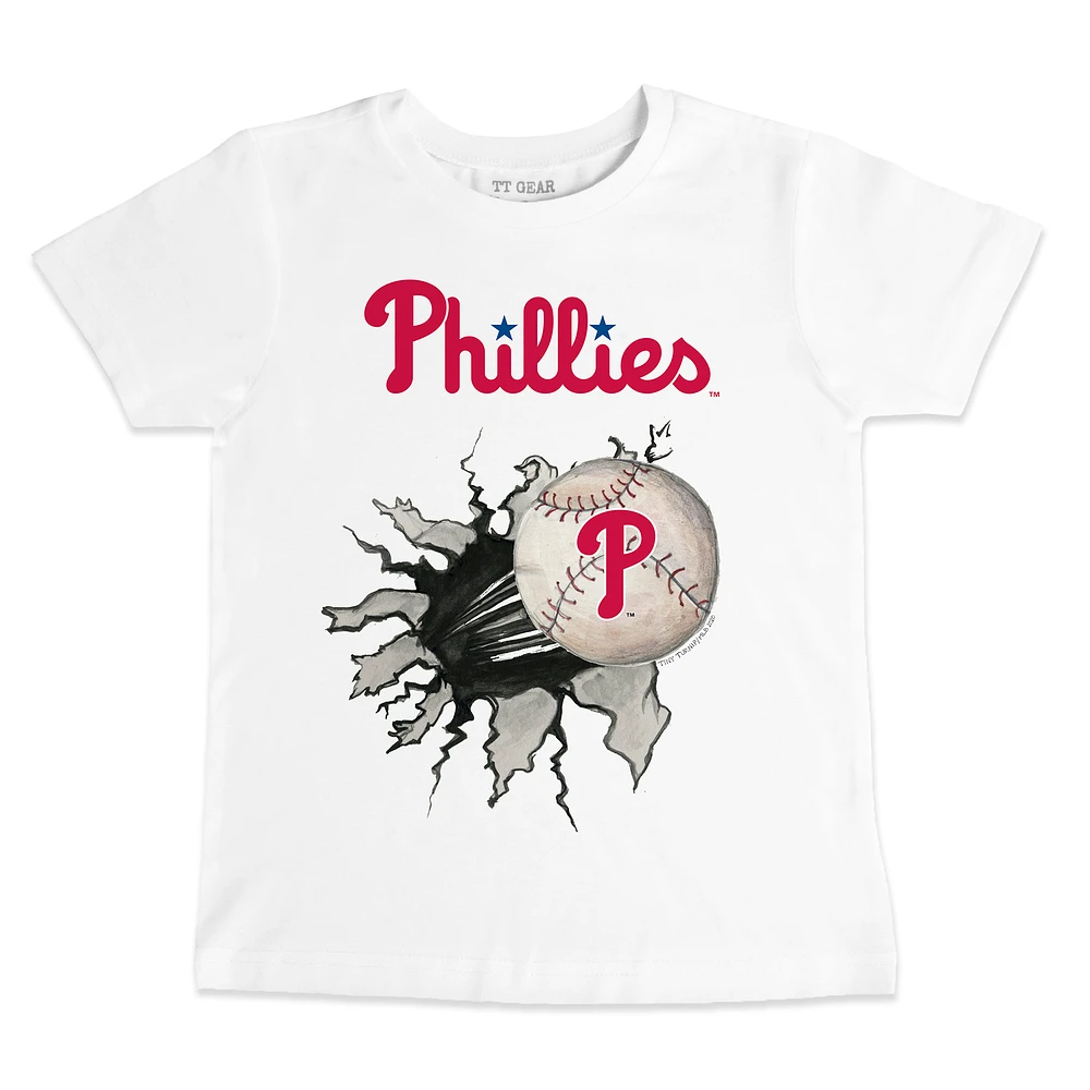 Toddler Tiny Turnip White Philadelphia Phillies Baseball Tear T-Shirt