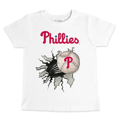 Toddler Tiny Turnip White Philadelphia Phillies Baseball Tear T-Shirt