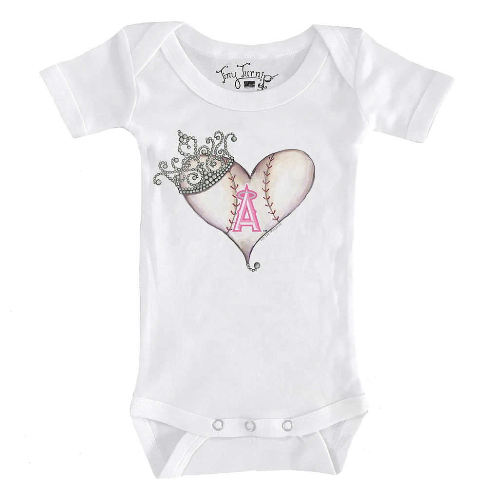 Infant Tiny Turnip White Los Angeles Angels Baseball Tiara Heart Bodysuit