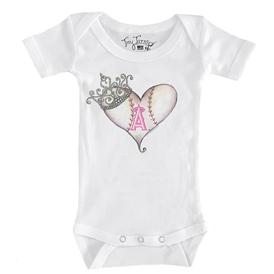 Infant Tiny Turnip White Los Angeles Angels Baseball Tiara Heart Bodysuit
