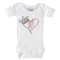Infant Tiny Turnip White Los Angeles Angels Baseball Tiara Heart Bodysuit