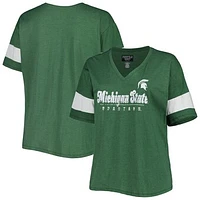 Women's Heather Green Michigan State Spartans Plus Size Give it All V-Neck T-Shirt