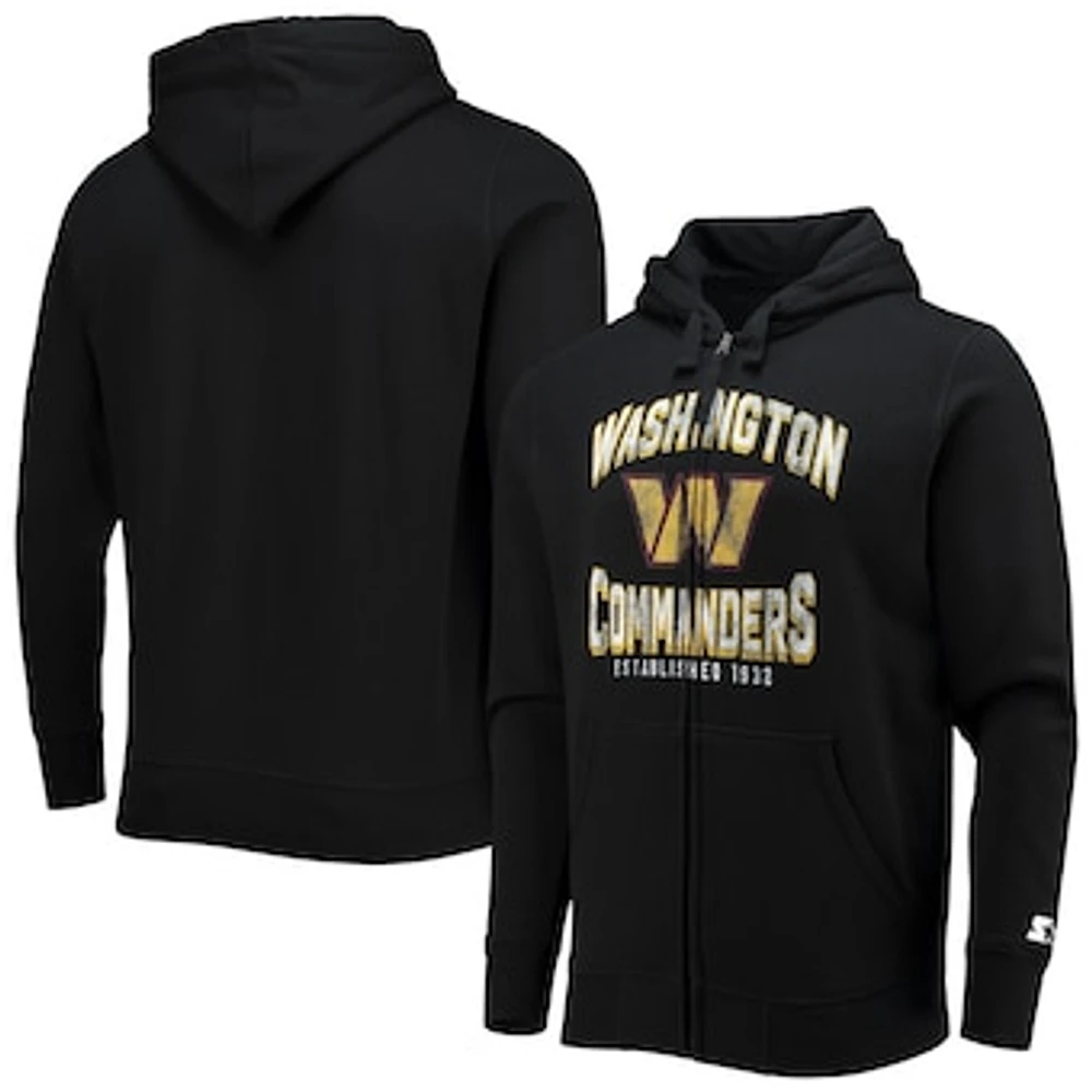 Men's Starter Black Washington Commanders Post-Season Full-Zip Hoodie