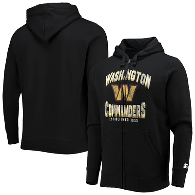 Men's Starter Black Washington Commanders Post-Season Full-Zip Hoodie