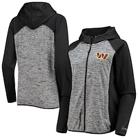 Women's MSX by Michael Strahan Black Washington Commanders Performance Raglan Space Dye Full-Zip Hoodie