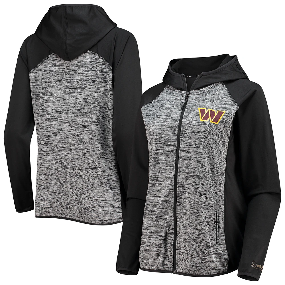 Women's MSX by Michael Strahan Black Washington Commanders Performance Raglan Space Dye Full-Zip Hoodie