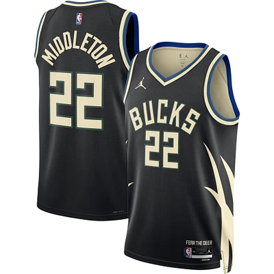 Unisex Jordan Brand Khris Middleton Black Milwaukee Bucks Swingman Jersey - Statement Edition