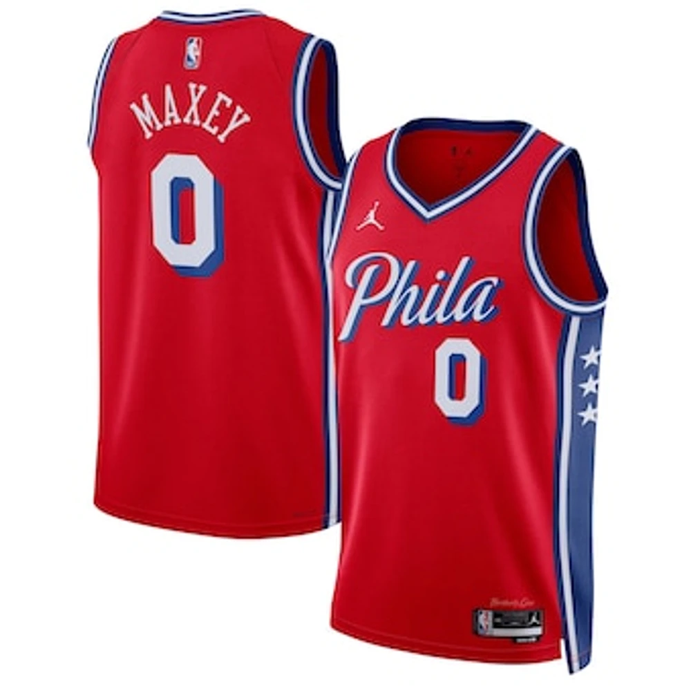 Unisex Jordan Brand Tyrese Maxey Red Philadelphia 76ers Swingman Jersey - Statement Edition