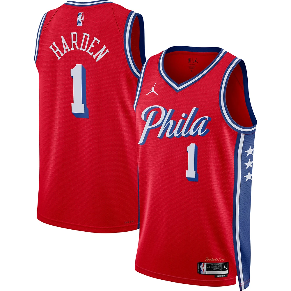 Unisex Jordan Brand James Harden Red Philadelphia 76ers Swingman Jersey - Statement Edition