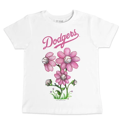 Infant Tiny Turnip White Los Angeles Dodgers Blooming Baseballs T-Shirt