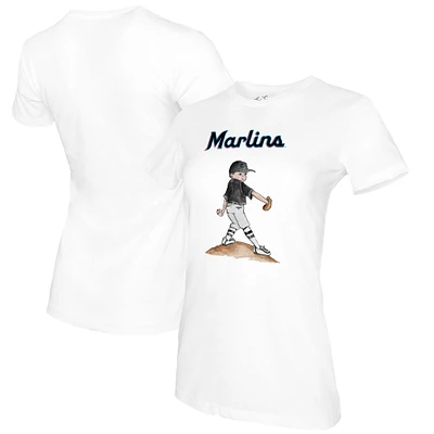 Women's Tiny Turnip White Miami Marlins Clemente T-Shirt