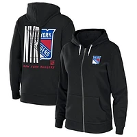 Women's WEAR by Erin Andrews Black New York Rangers Sponge Fleece Full-Zip Hoodie