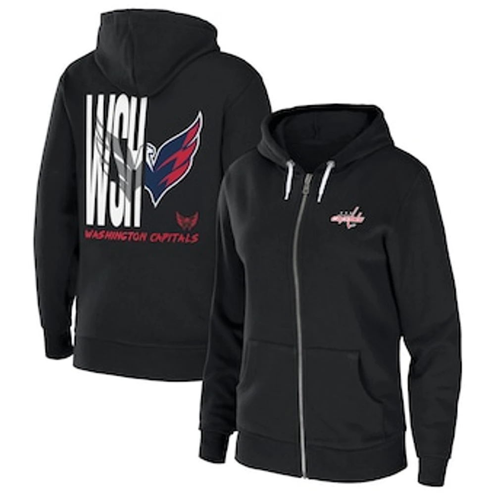 Women's WEAR by Erin Andrews Black Washington Capitals Sponge Fleece Full-Zip Hoodie