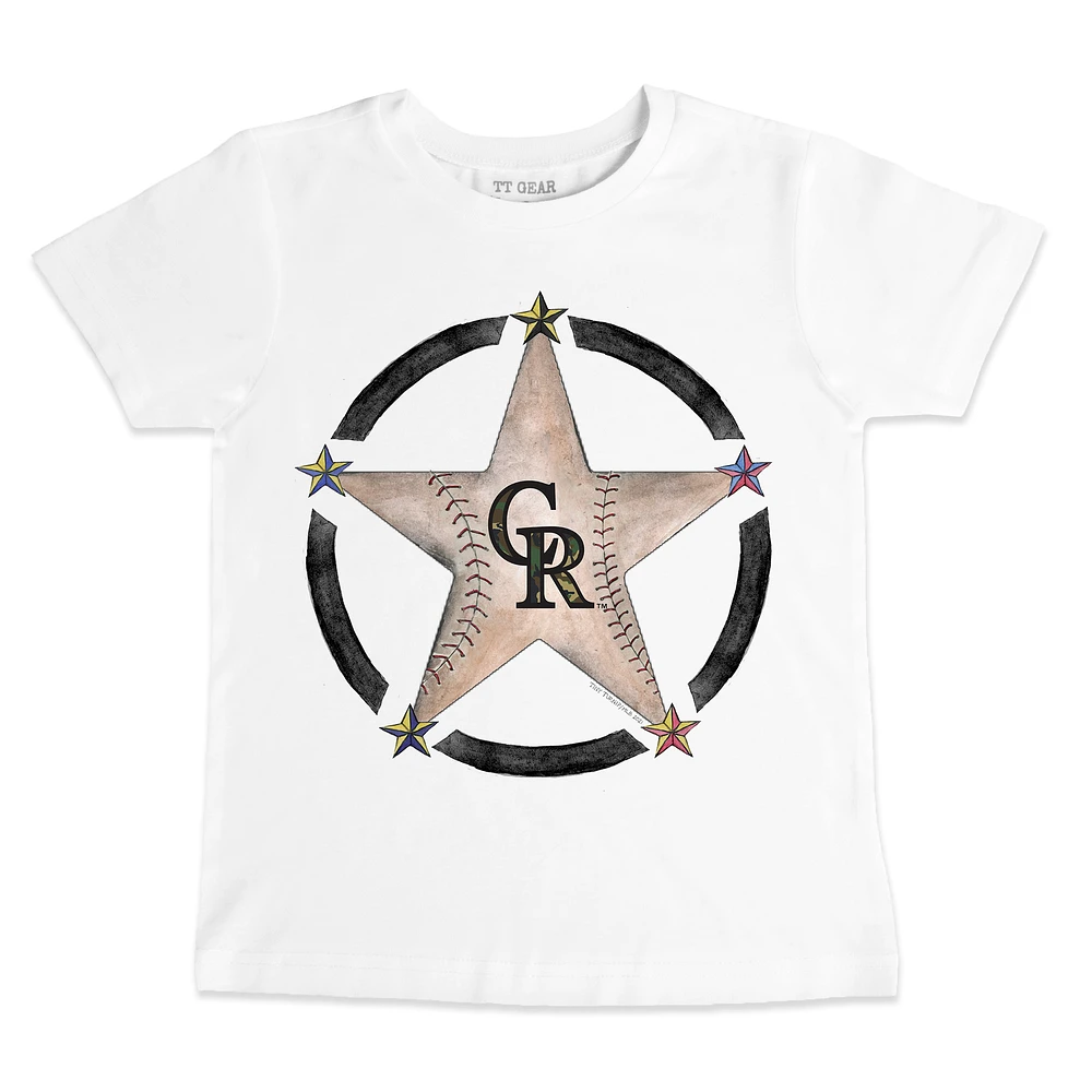 Youth Tiny Turnip White Colorado Rockies Military Star T-Shirt