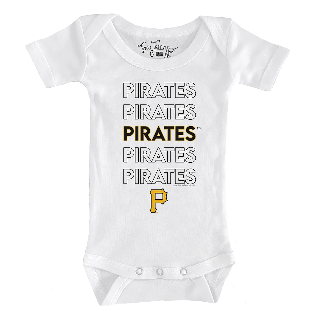 Infant Tiny Turnip White Pittsburgh Pirates Stacked Bodysuit