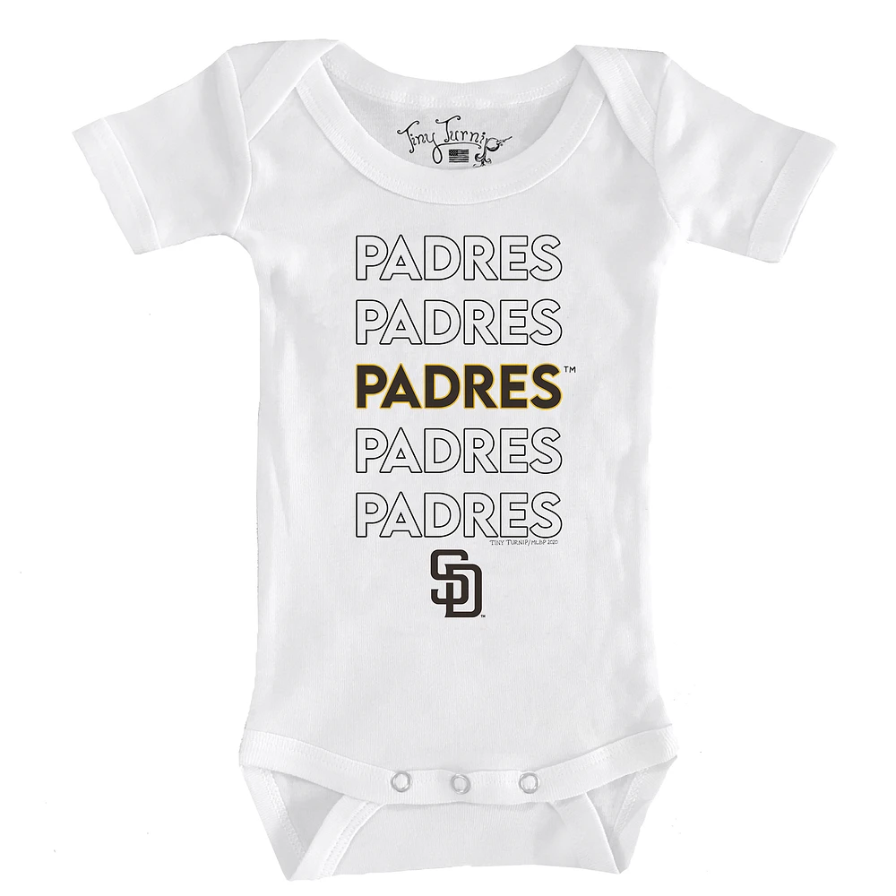 Infant Tiny Turnip White San Diego Padres Stacked Bodysuit