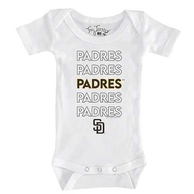 Infant Tiny Turnip White San Diego Padres Stacked Bodysuit