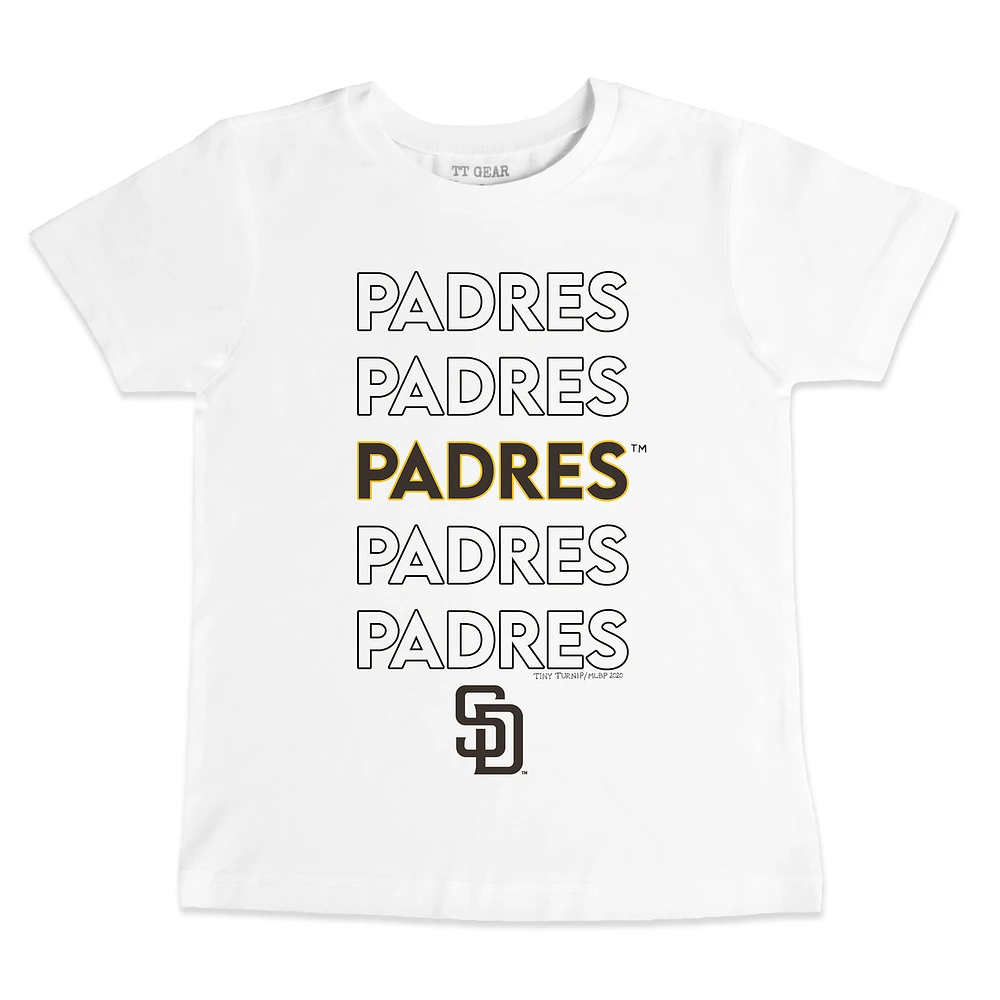 Toddler Tiny Turnip White San Diego Padres Stacked T-Shirt