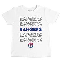 Toddler Tiny Turnip White Texas Rangers Stacked T-Shirt