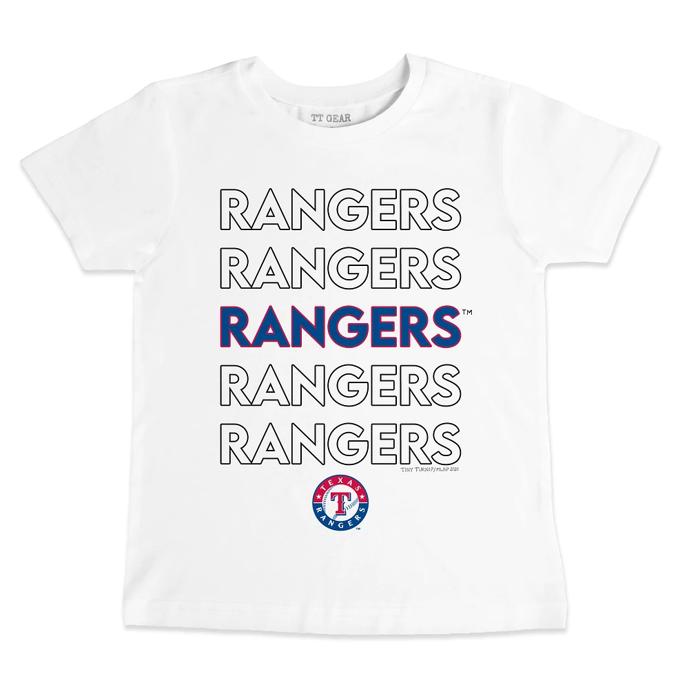 Toddler Tiny Turnip White Texas Rangers Stacked T-Shirt