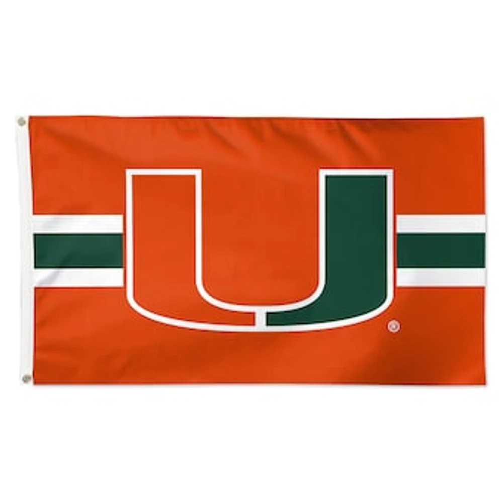 WinCraft Miami Hurricanes 3' x 5' Horizontal Stripe Deluxe Single-Sided Flag