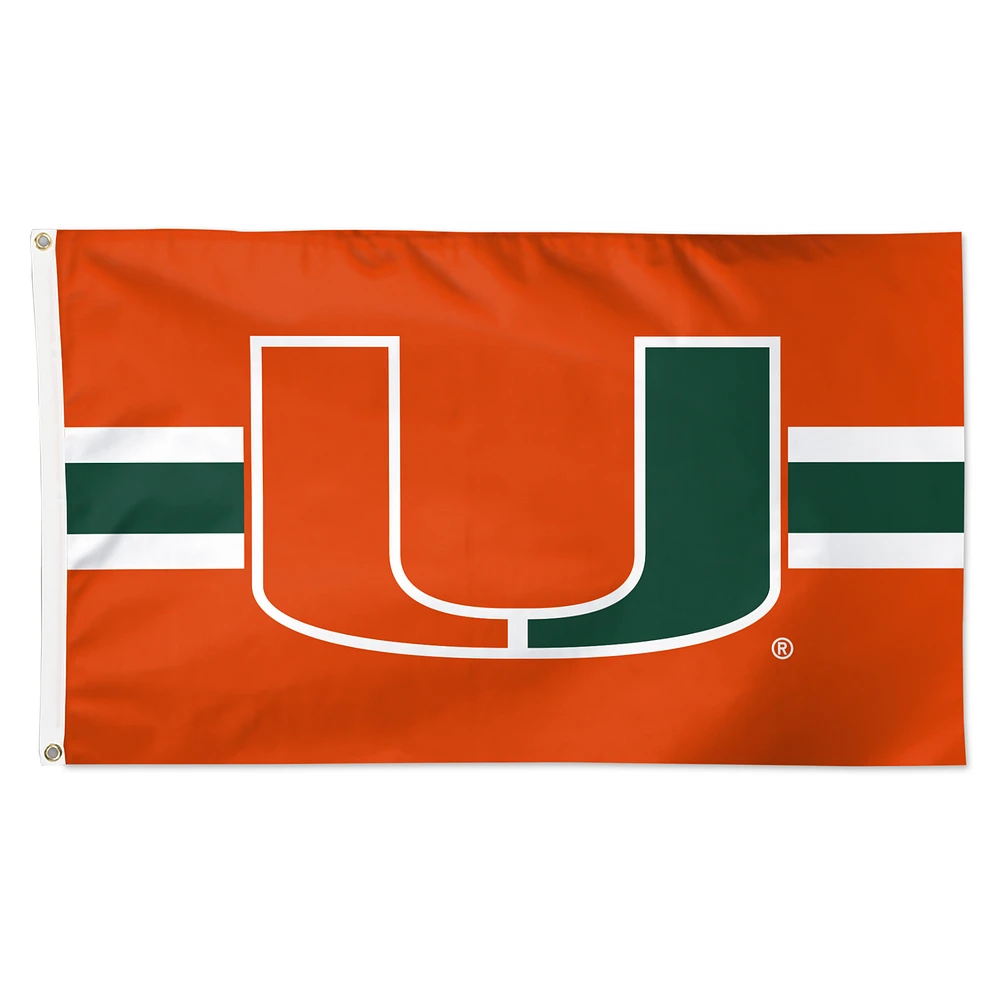 WinCraft Miami Hurricanes 3' x 5' Horizontal Stripe Deluxe Single-Sided Flag