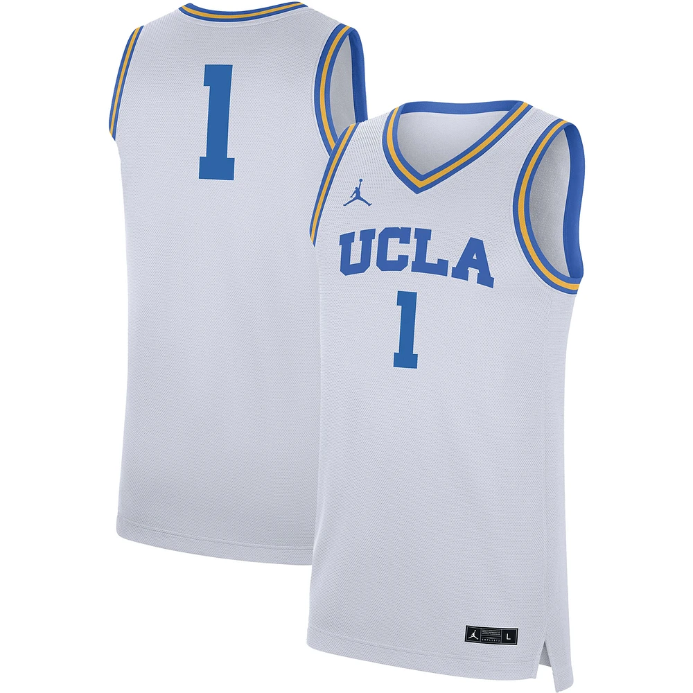 Men's Jordan Brand #1 White UCLA Bruins Replica Jersey