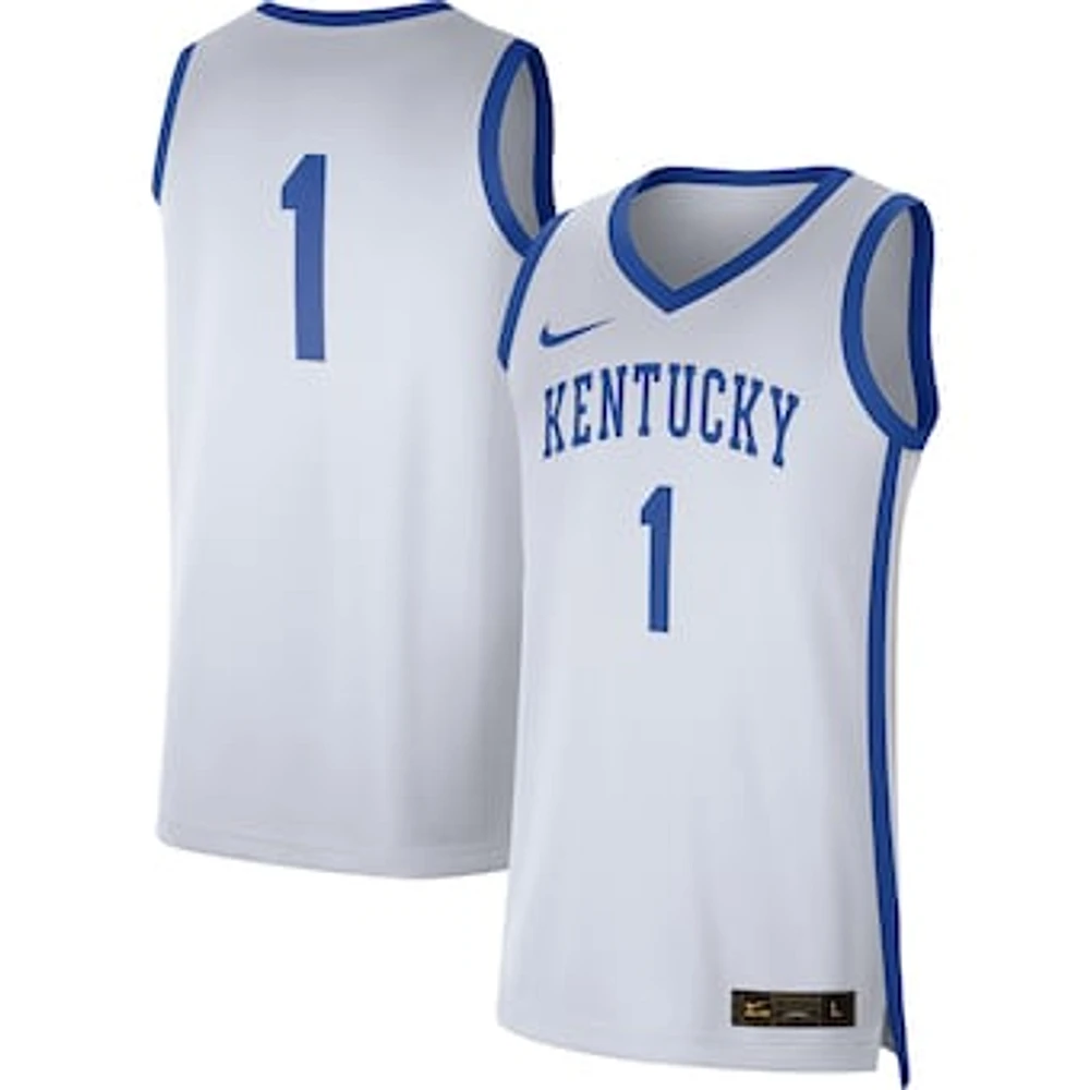 Men's Nike #1 White/Royal Kentucky Wildcats Replica Jersey