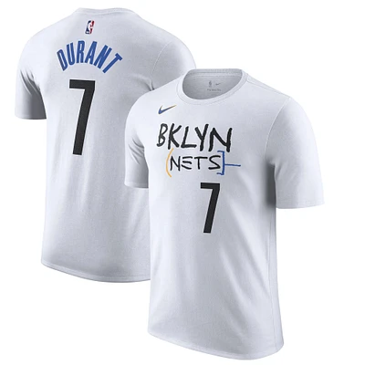 Men's Nike Kevin Durant White Brooklyn Nets 2022/23 City Edition Name & Number T-Shirt