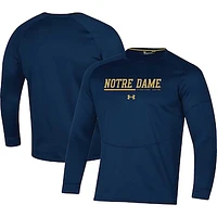 Men's Under Armour Navy Notre Dame Fighting Irish Sideline Raglan Fleece Pullover Sweatshirt