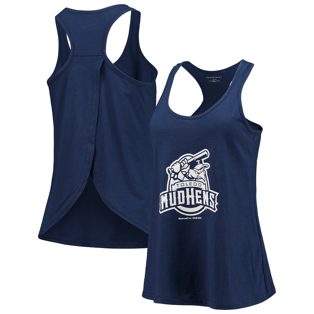 Women's Navy Toledo Mud Hens Charm Scoop Neck Racerback Tank Top