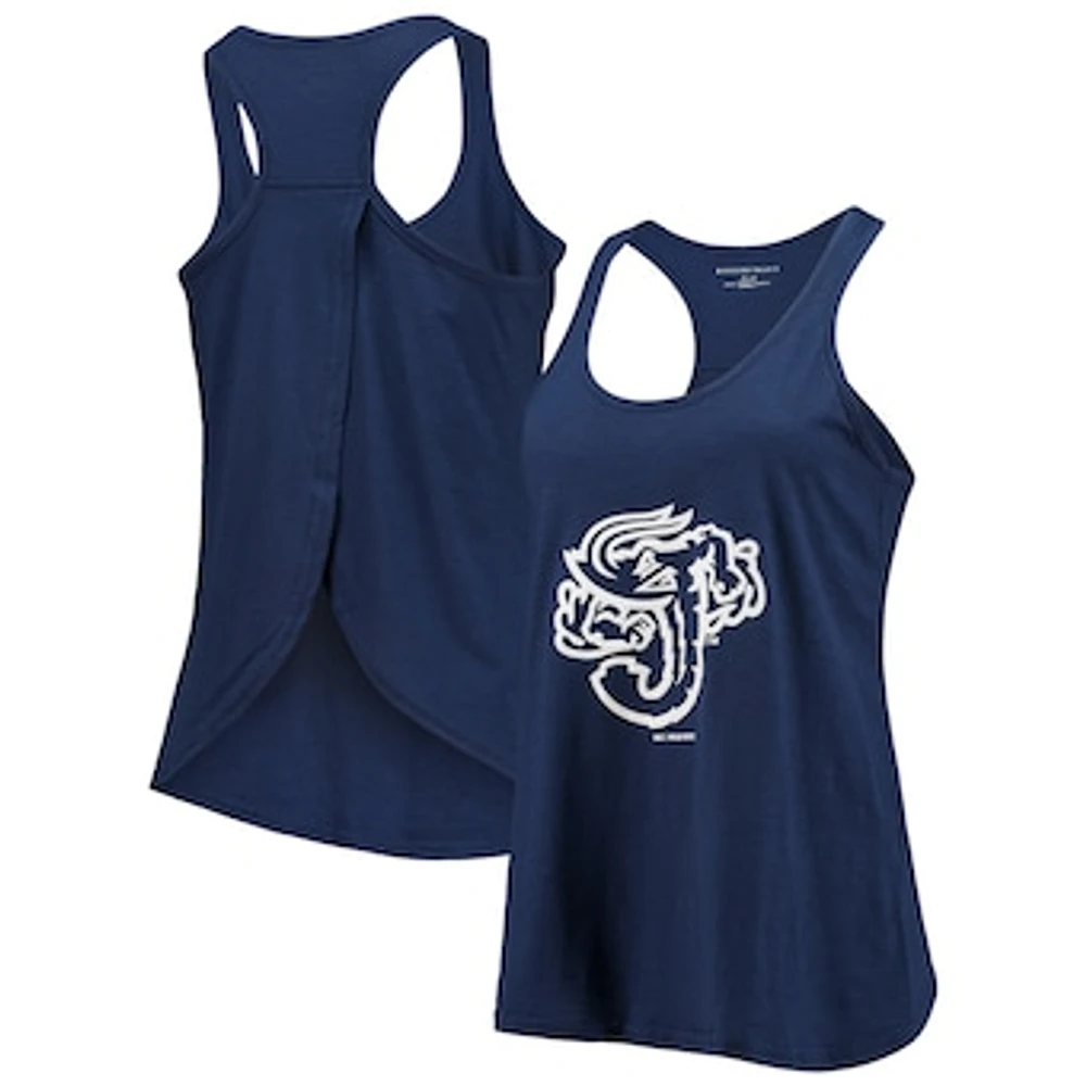 Women's Navy Jacksonville Jumbo Shrimp Charm Scoop Neck Racerback Tank Top