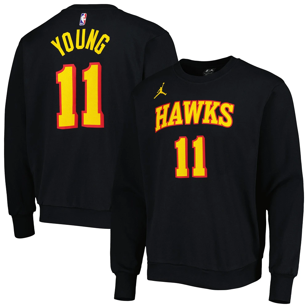 Men's Jordan Brand Trae Young Black Atlanta Hawks Statement Name & Number Pullover Sweatshirt