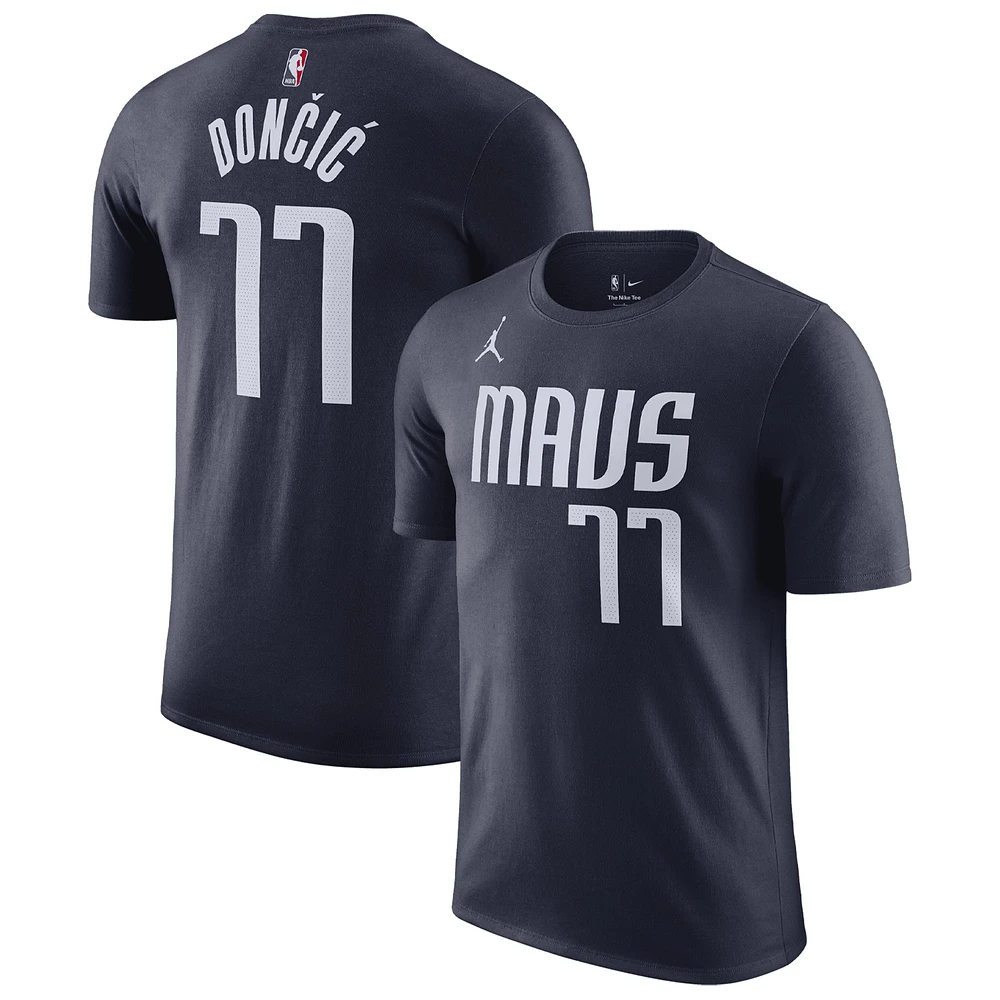 Men's Jordan Brand Luka Dončić Navy Dallas Mavericks 2022/23 Statement Edition Name & Number T-Shirt