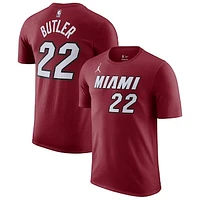 Men's Jordan Brand Jimmy Butler Red Miami Heat 2022/23 Statement Edition Name & Number T-Shirt