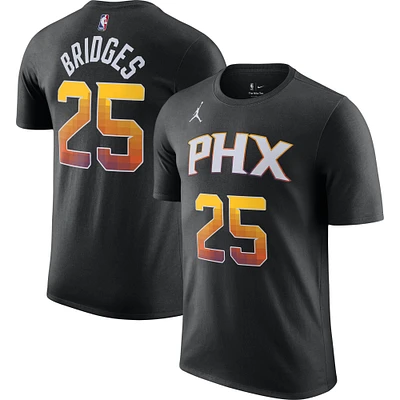 Men's Jordan Brand Mikal Bridges Black Phoenix Suns 2022/23 Statement Edition Name & Number T-Shirt