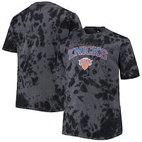 Men's Black New York Knicks Big & Tall Marble Dye Tonal Performance T-Shirt