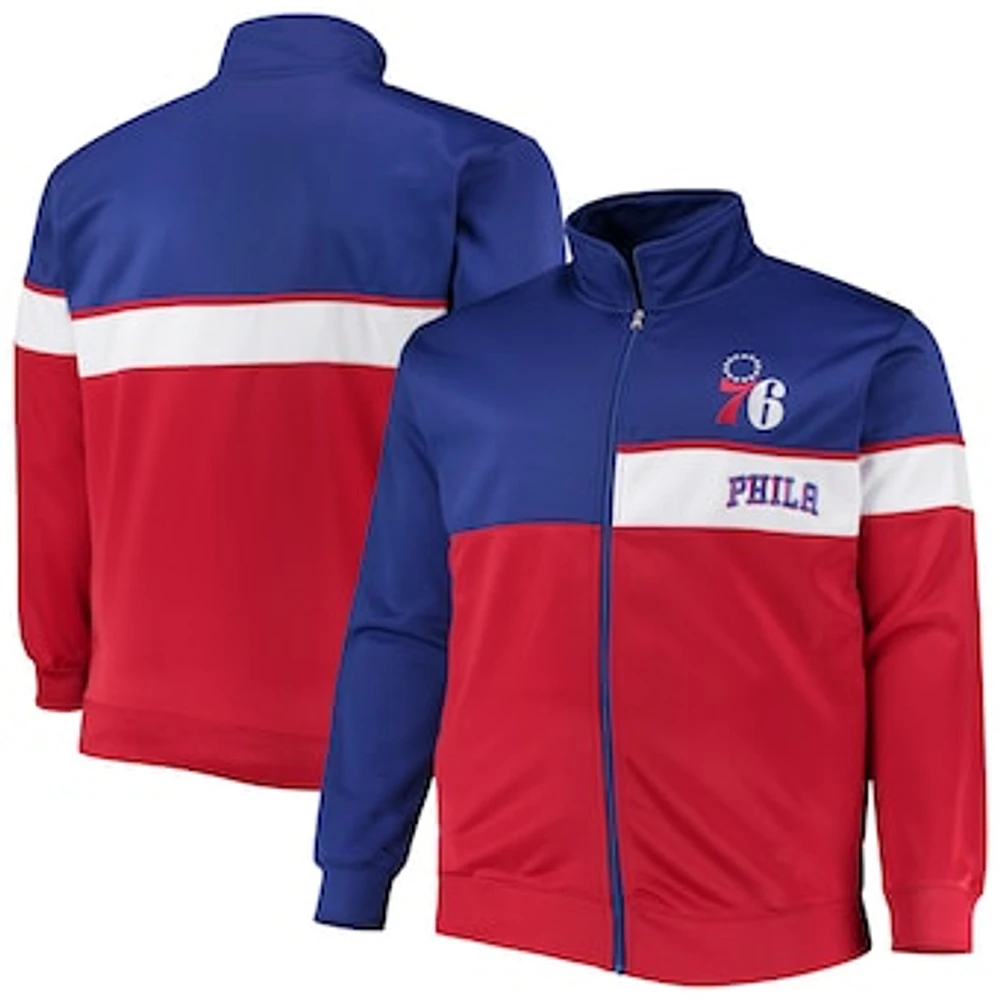 Men's Royal/Red Philadelphia 76ers Big & Tall Pieced Body Full-Zip Track Jacket