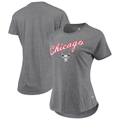 Women's Sportiqe Heathered Gray Chicago Bulls City Edition Phoebe Tri-Blend T-Shirt