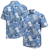 Men's Tommy Bahama Blue Kevin Harvick Coconut Point Playa Flora Camp Button-Up Shirt