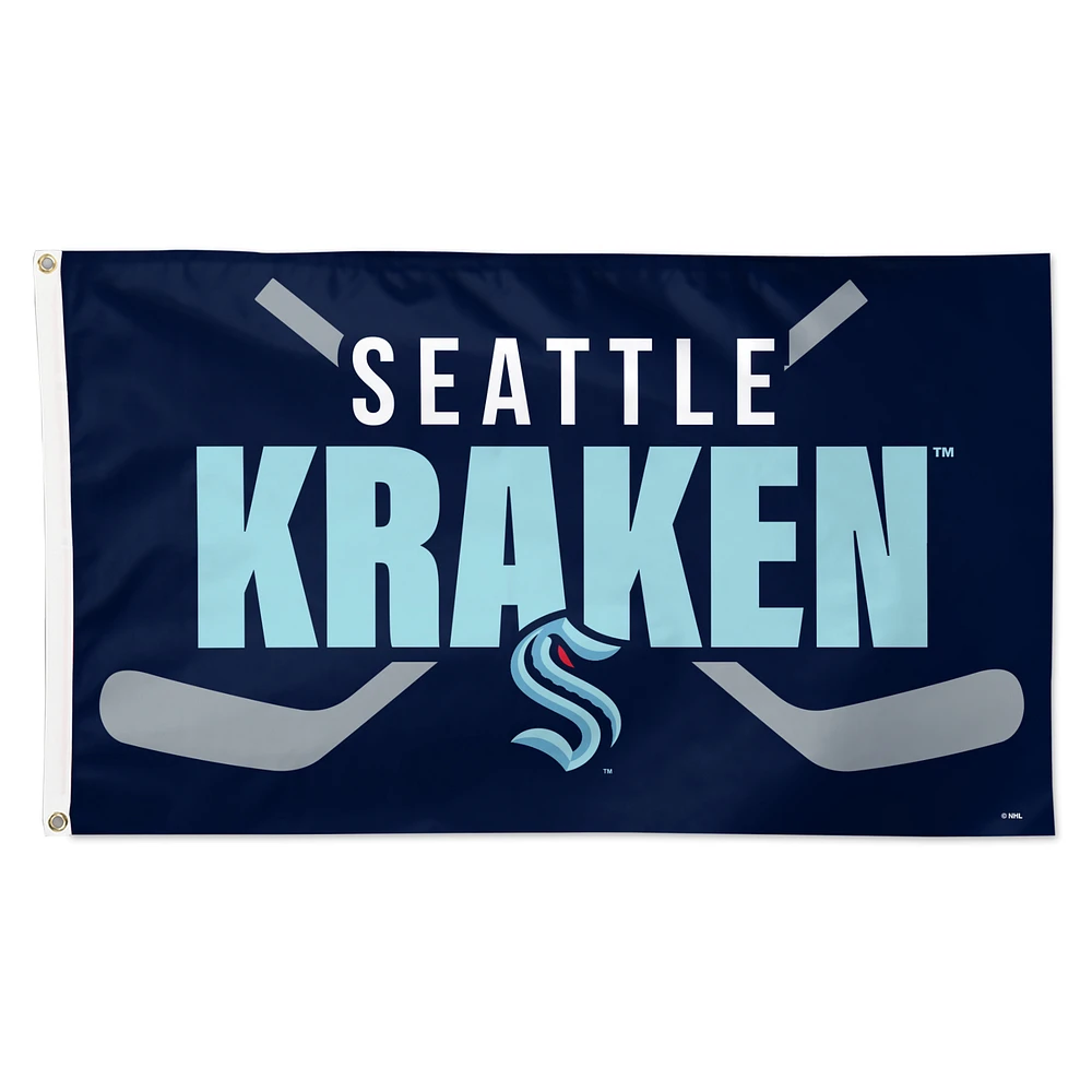 WinCraft Seattle Kraken 3' x 5' Hockey Stick Deluxe Single-Sided Flag