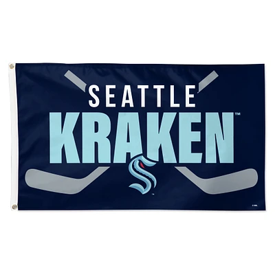WinCraft Seattle Kraken 3' x 5' Hockey Stick Deluxe Single-Sided Flag