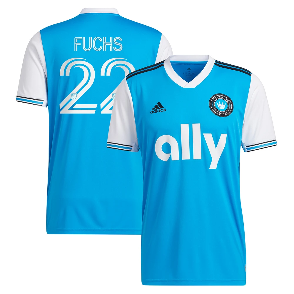 Men's adidas Christian Fuchs Blue Charlotte FC 2022 Primary Replica Player Jersey