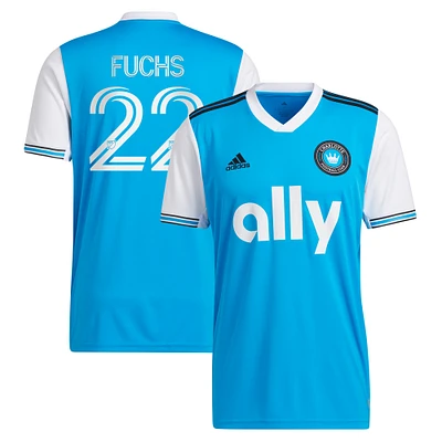 Men's adidas Christian Fuchs Blue Charlotte FC 2022 Primary Replica Player Jersey