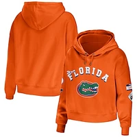 Women's WEAR by Erin Andrews Orange Florida Gators Mixed Media Cropped Pullover Hoodie