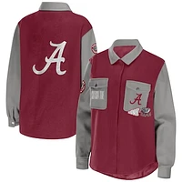 Women's WEAR by Erin Andrews Crimson Alabama Tide Button-Up Shirt Jacket