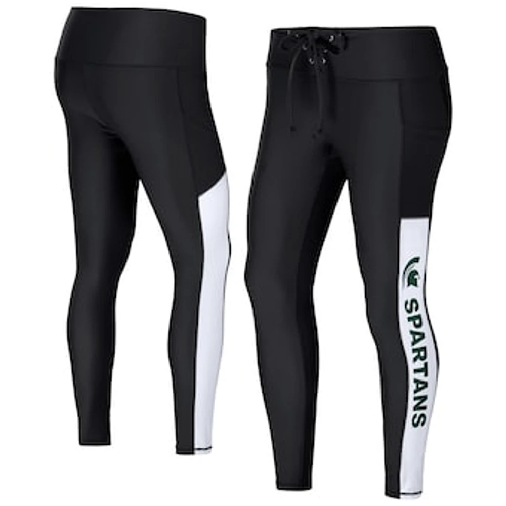 Women's WEAR by Erin Andrews Black Michigan State Spartans Rib Knit Leggings