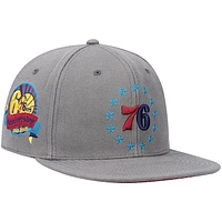 Men's Mitchell & Ness Charcoal Philadelphia 76ers Hardwood Classics 60th Anniversary Carbon Cabernet Fitted Hat