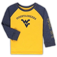 Toddler Colosseum Heathered Gold/Heathered Navy West Virginia Mountaineers Two-Hit Raglan Long Sleeve T-Shirt